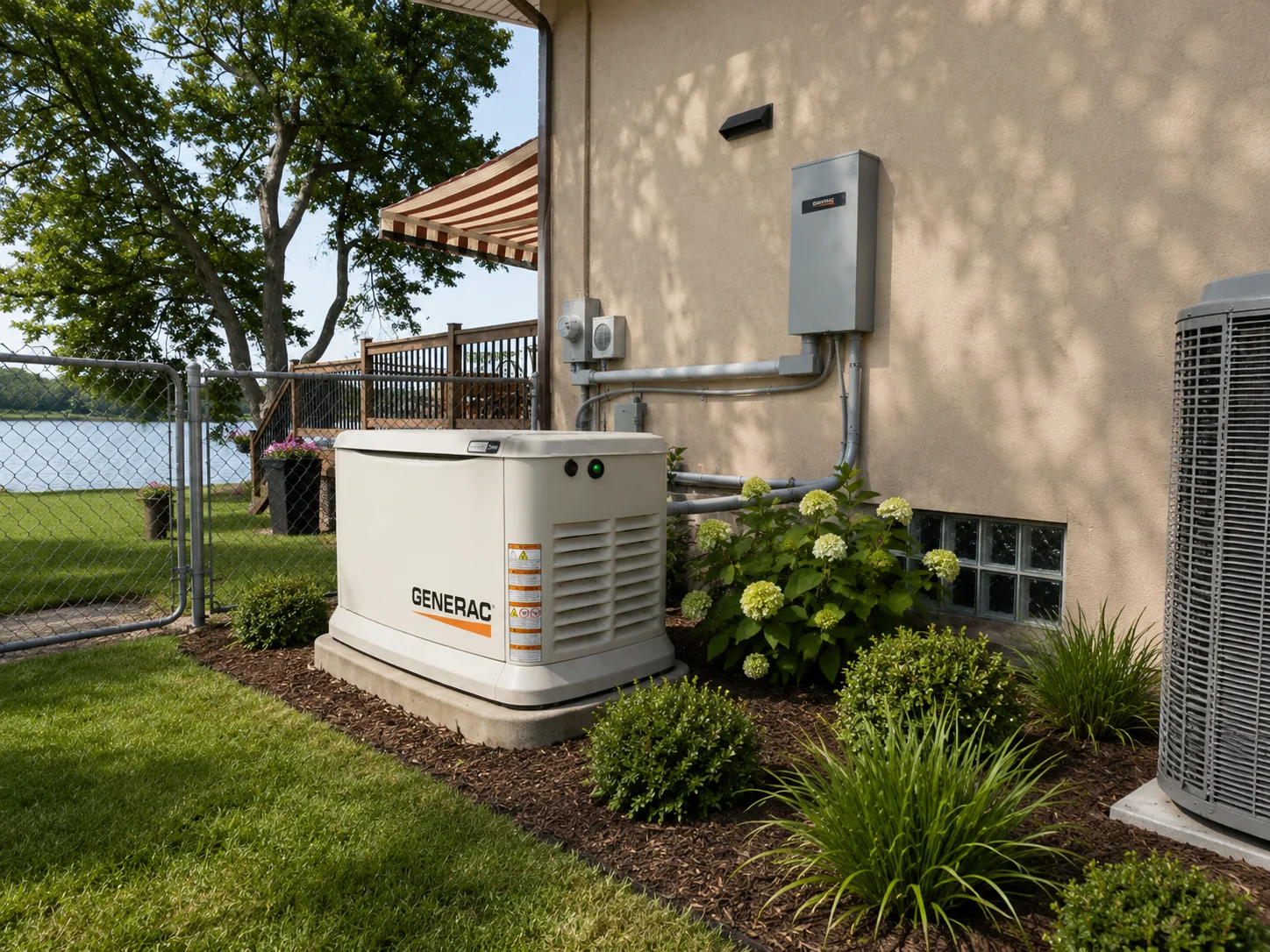 Generac standby generator installed outside a home