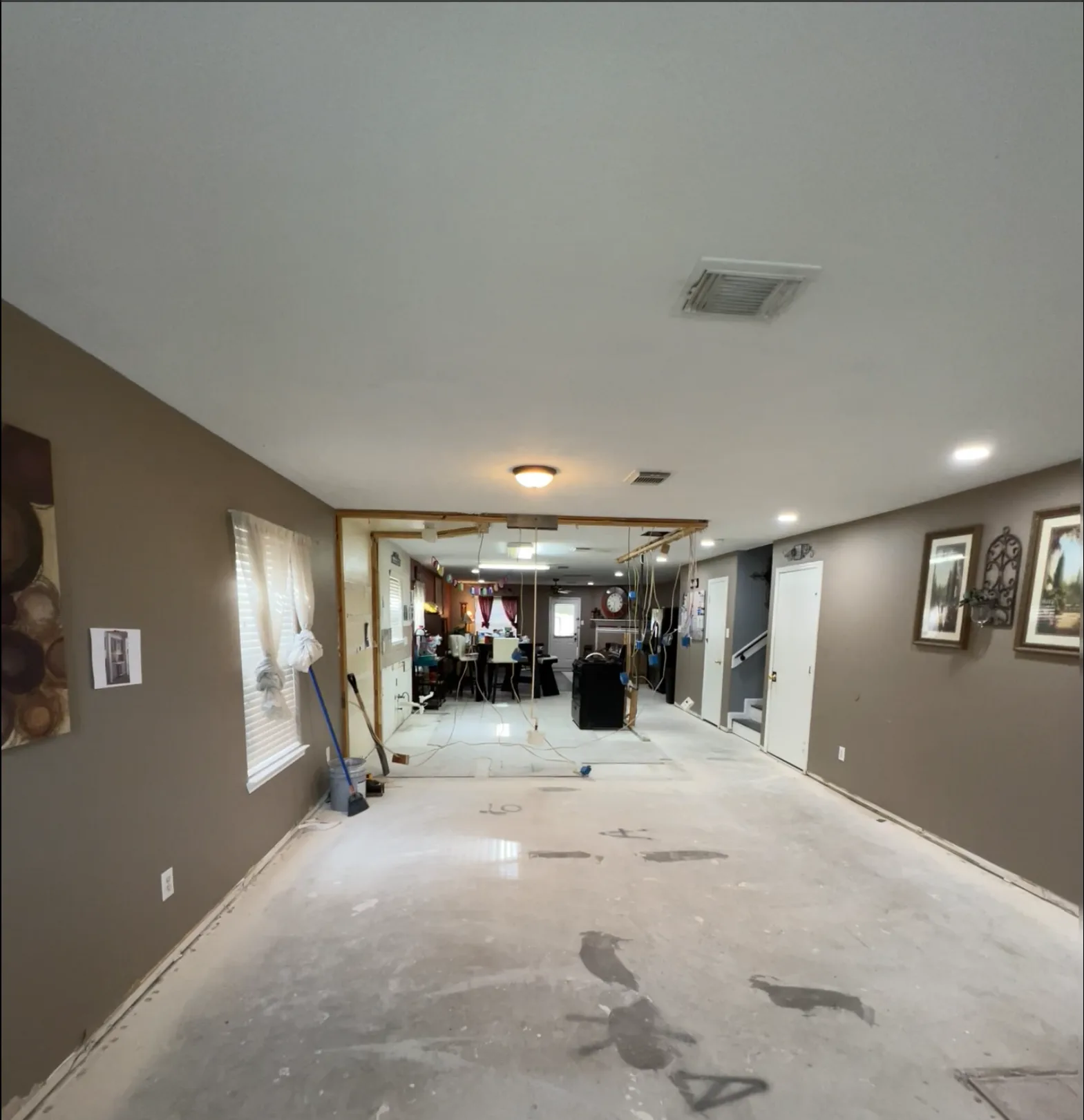 Second interior view of the room before remodel completion.