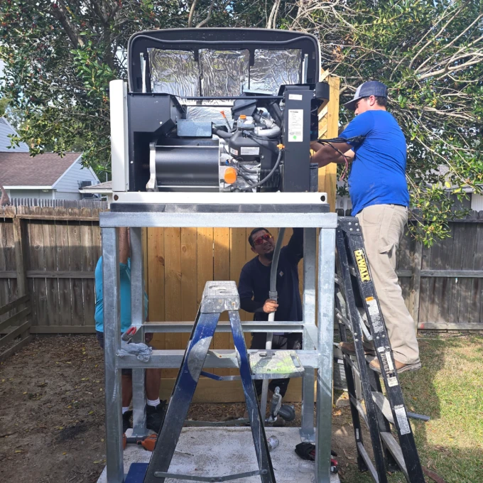 Electrical Work in League City 3 Houston Gulf Electric crew installing a residential standby generator